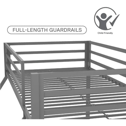 Sturdy Metal Frame Bunk Bed with Slats and Side Rails childrensterritory