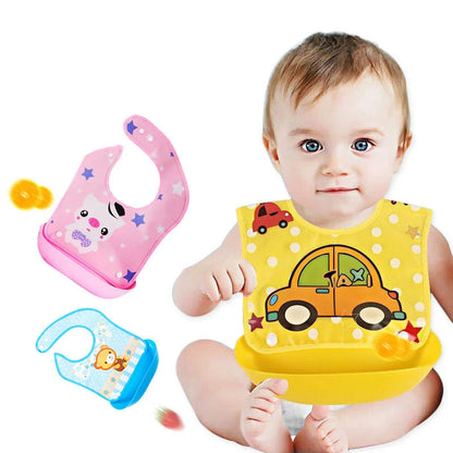 Soft Waterproof Cartoon Printed Adjustable Baby Bibs