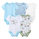 Cartoon Print Baby Girls Short Sleeve Cotton Romper Set