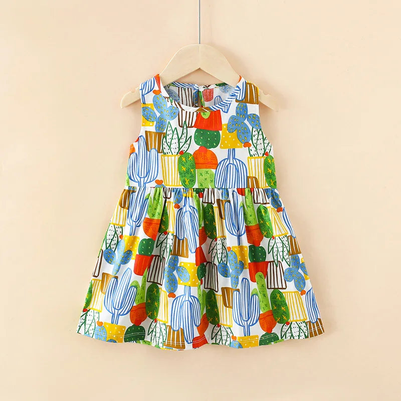 Kids Girls Cartoon Pattern Summer Party Dresses