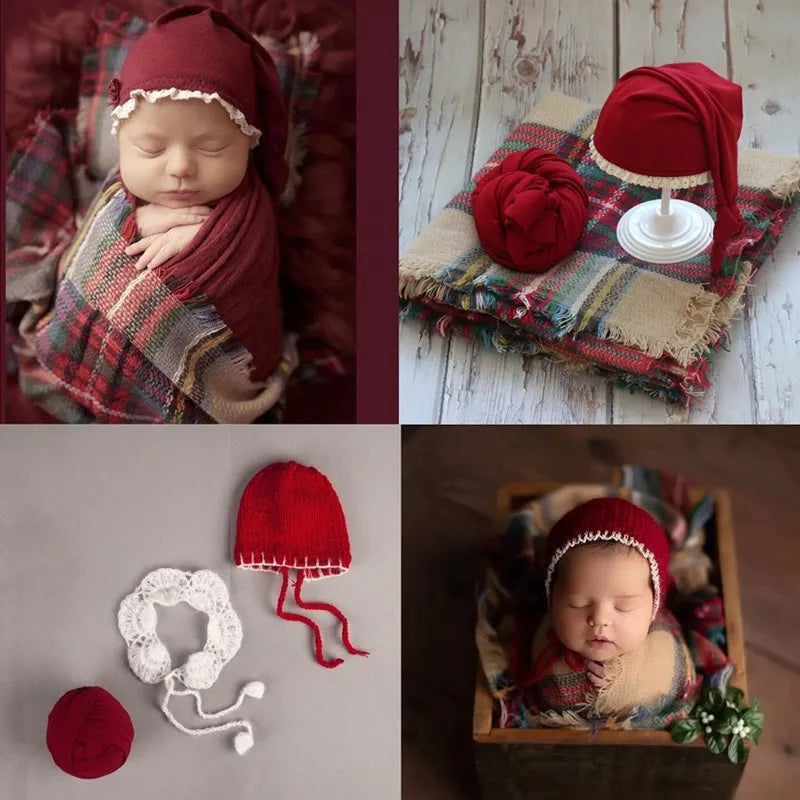 Newborn Christmas Hat and Blanket Wraps Photo Props childrensterritory