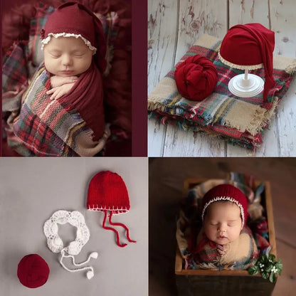 Newborn Christmas Hat and Blanket Wraps Photo Props childrensterritory