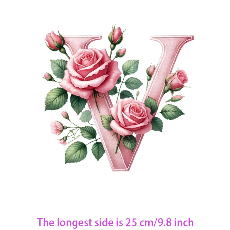 Flower Letter Ironing Transfers Decals For Clothing Diy Appliques
