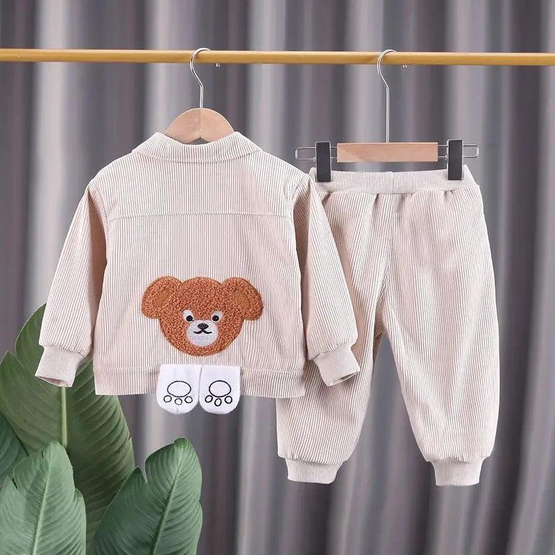 Kids Cartoon Print Long Sleeves Casual Clothing Set childrensterritory