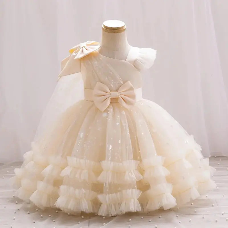 Baby Girl Elegant Bow Sequins Evening Party Dresses childrensterritory