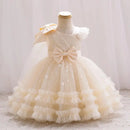 Baby Girl Elegant Bow Sequins Evening Party Dresses childrensterritory