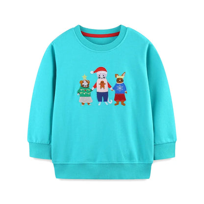 Cartoon Animal Print Long Sleeve Kids Boys Sweatshirts
