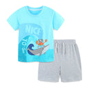 Little Boys Cartoon Sharks Design Summer Clothing Set childrensterritory