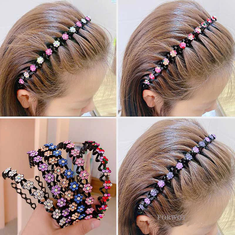 Pearl &amp; Rhinestone Decorated Non-Slip Hairbands for Girls