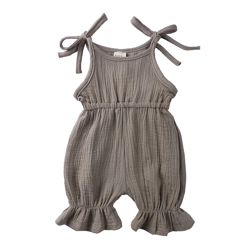 Plain Color Sling Summer Romper for Baby Girl