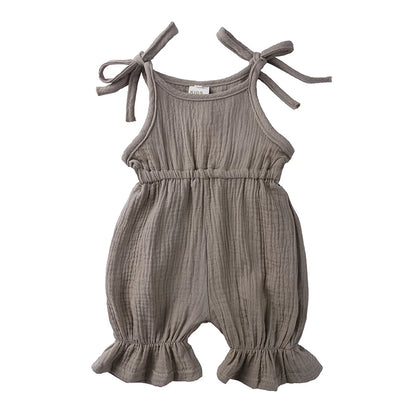 Plain Color Sling Summer Romper for Baby Girl