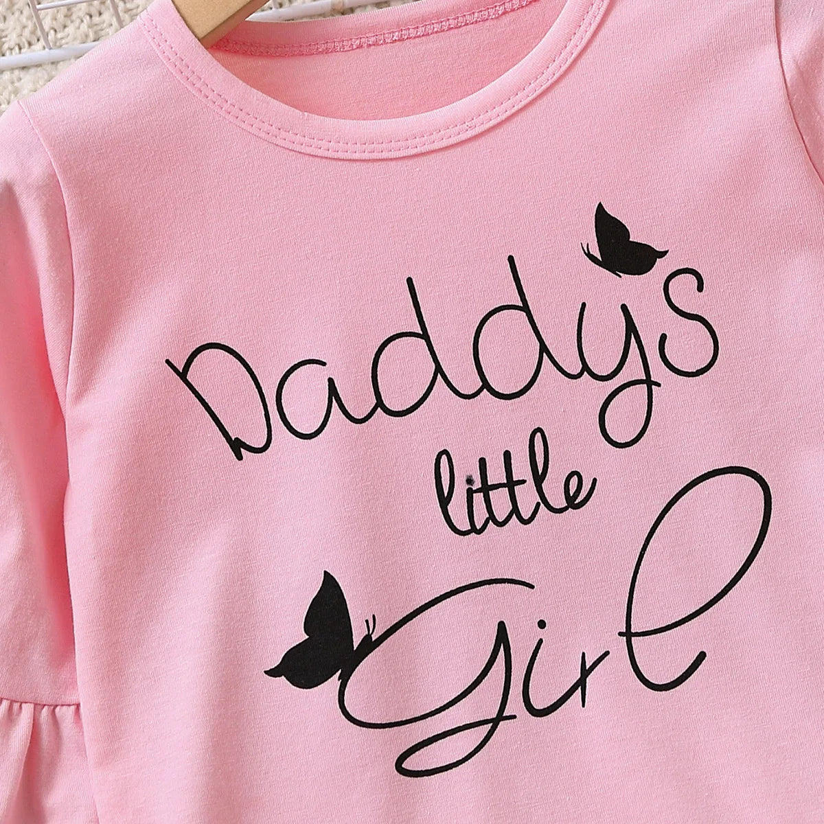 Girls Flared Sleeve Letter Printed Top with Leopard Print Pants Set childrensterritory