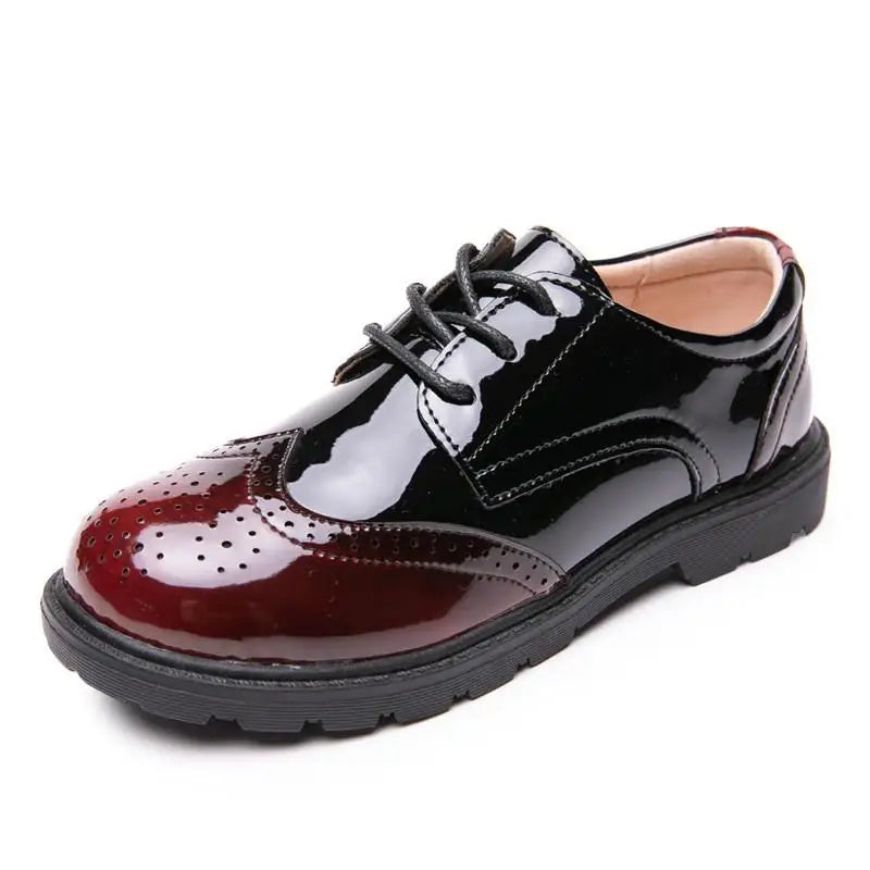 Kids Boys Genuine Leather Flat Classic Black Loafers