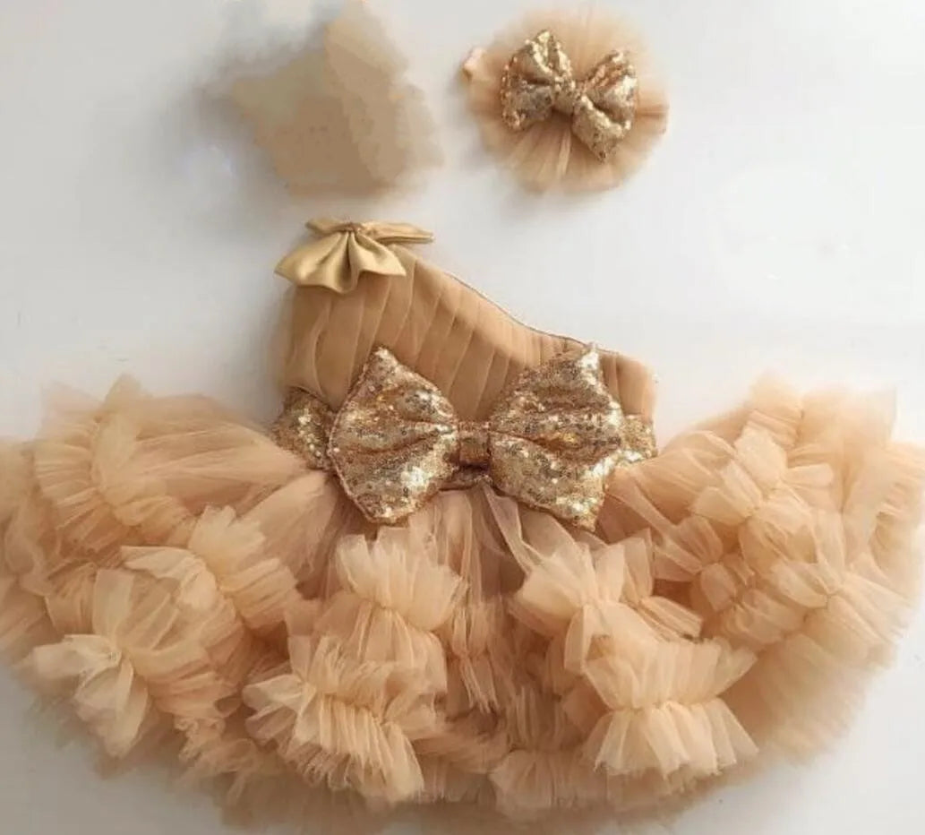 Baby/Kid Girls Shiny Sequins Tutu Party Gown with Headbow childrensterritory