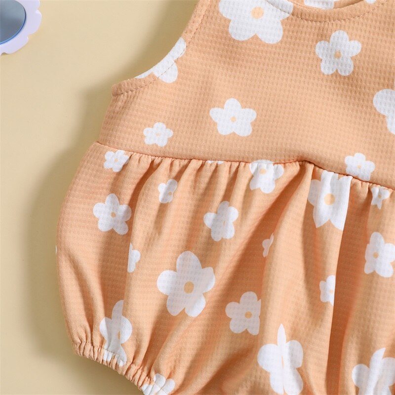 Baby Girl Floral Print Sleeveless Summer Bodysuit childrensterritory