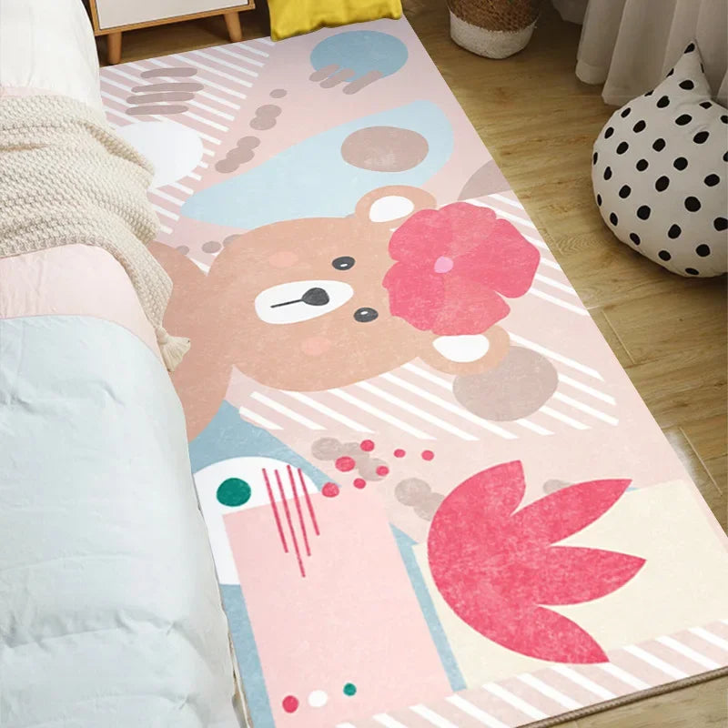 Cute Cartoon Girly Large Area Rugs for Kids Bedroom, Living Room