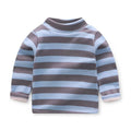 Kids Korean Style Turtleneck Striped Design Velvet Winter T-shirts childrensterritory