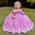 Butterfly Flowers Design Puffy Tulle Wedding Birthday Party Gowns childrensterritory
