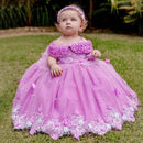 Butterfly Flowers Design Puffy Tulle Wedding Birthday Party Gowns childrensterritory