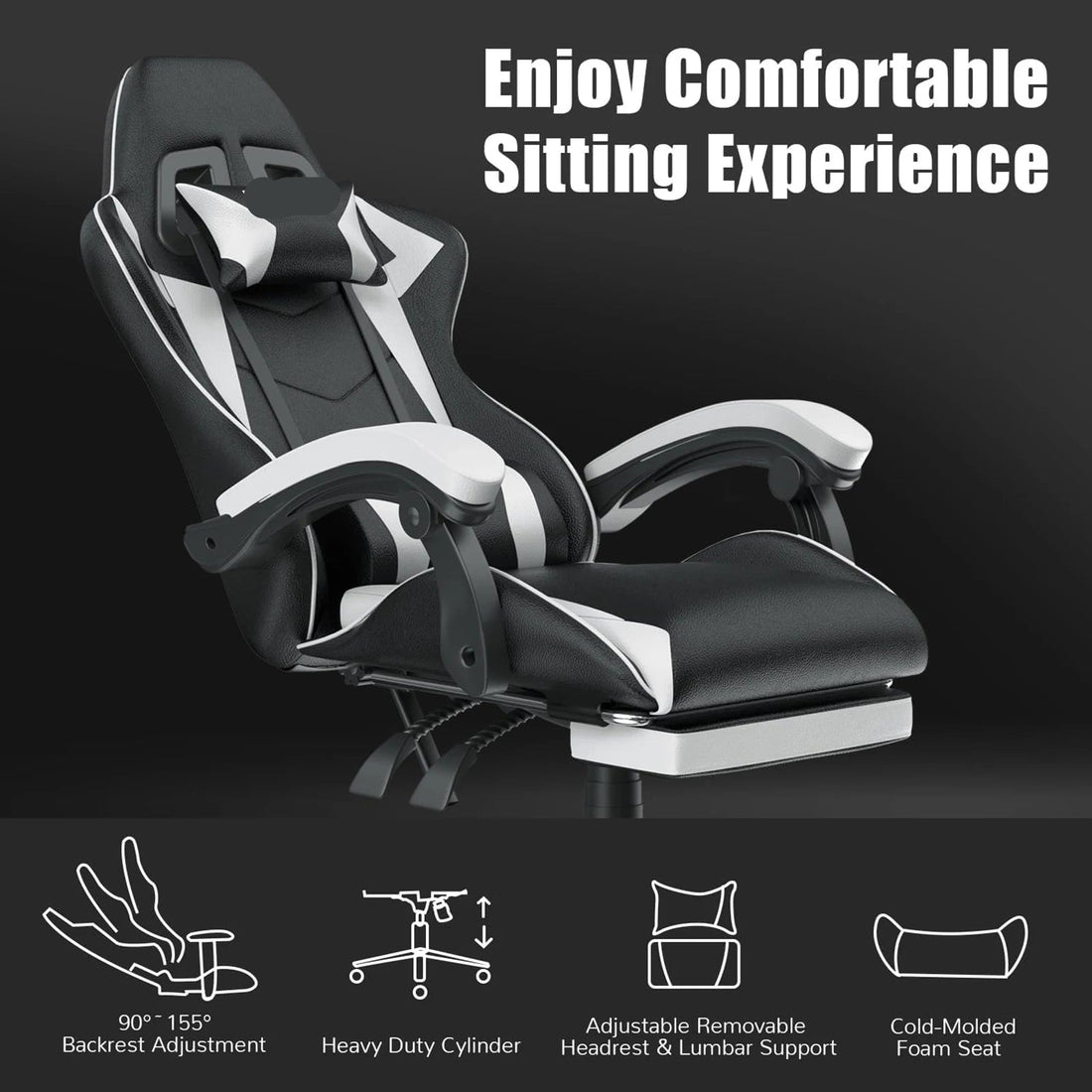 Adaptable Gaming Chair with Headrest and Footrest childrensterritory