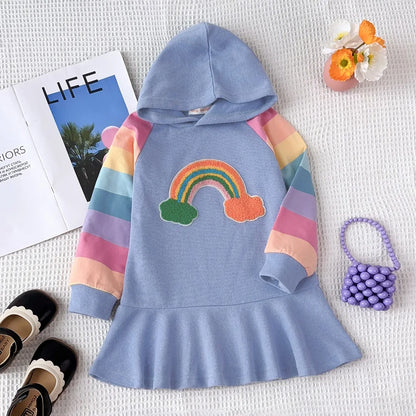 Kids Girls Long Sleeve Mesh Cotton Winter Party Dresses
