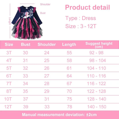 Kids Girls Snowflakes Print Layered Mesh Tulle Princess Dress childrensterritory