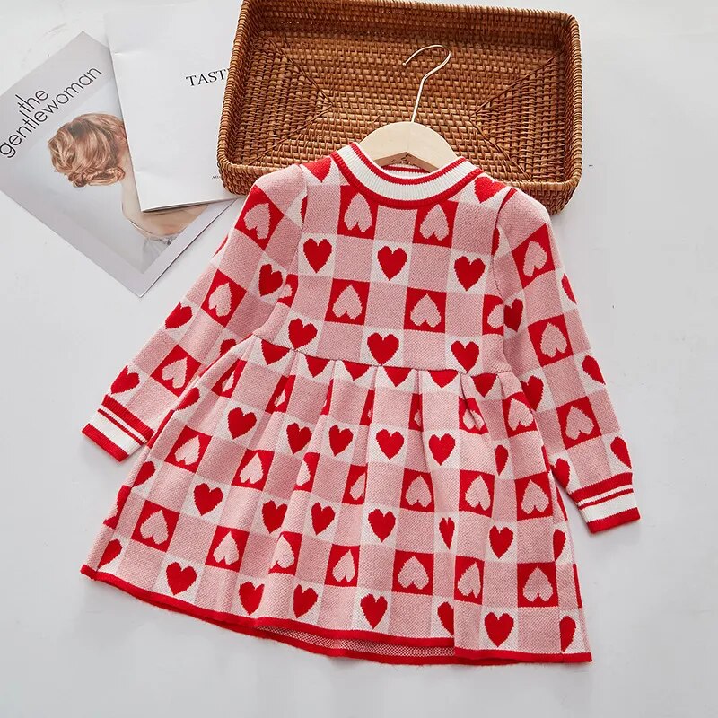 Kids Girls Fashionable Print Skirt Princess Sweater Dresses childrensterritory