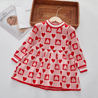 Kids Girls Fashionable Print Skirt Princess Sweater Dresses childrensterritory