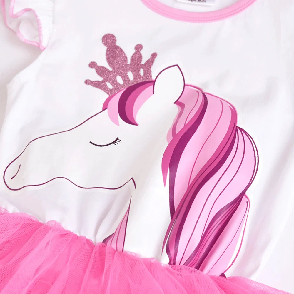 Kids Girls Unicorn Embroidery Birthday Tutu Dresses childrensterritory
