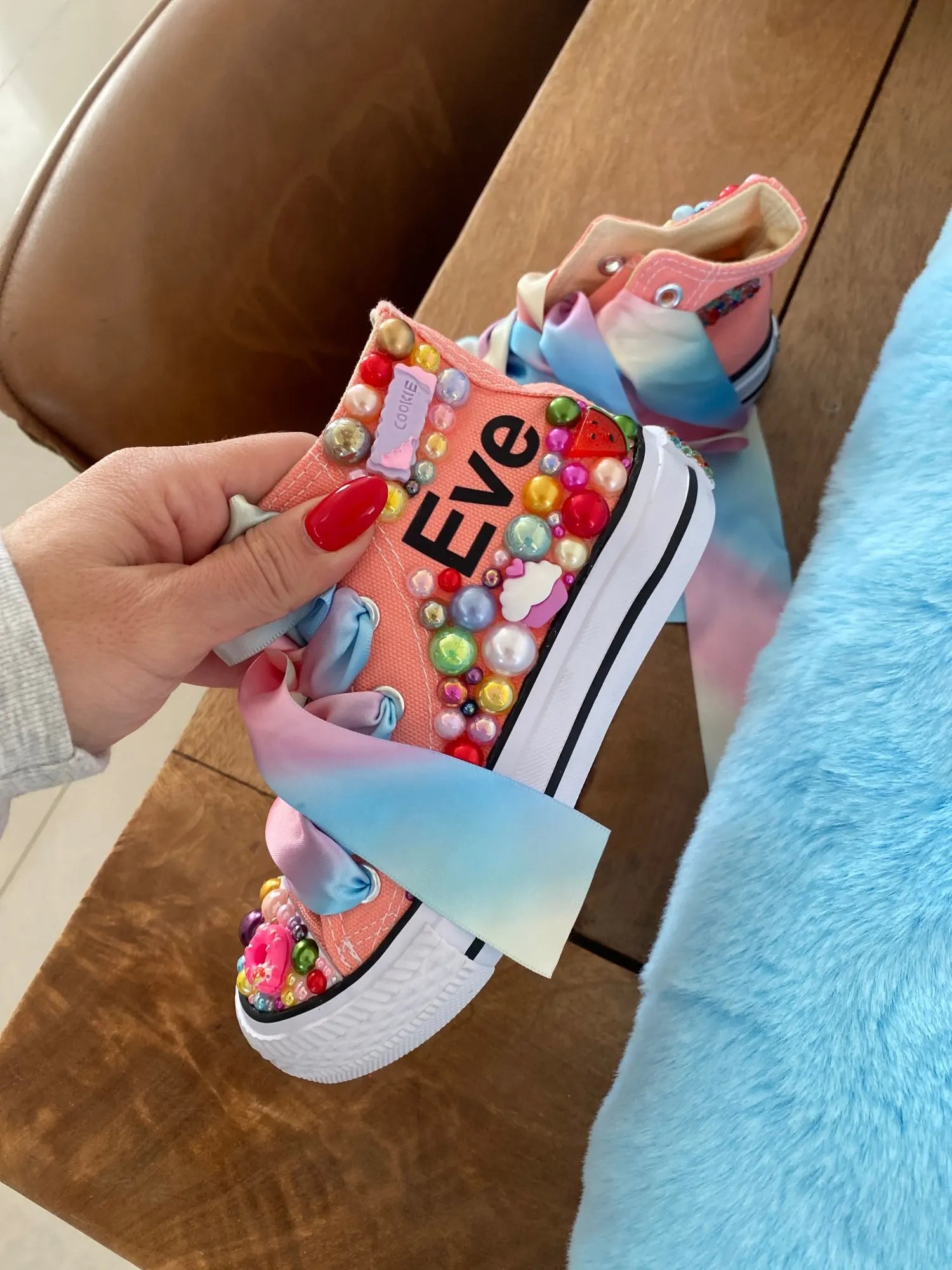 Personalized Rhinestone Design Kids Canvas Shoes childrensterritory