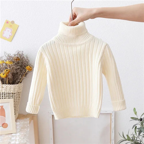 Kids High Neck Design Long Sleeves Casual Warm Sweater