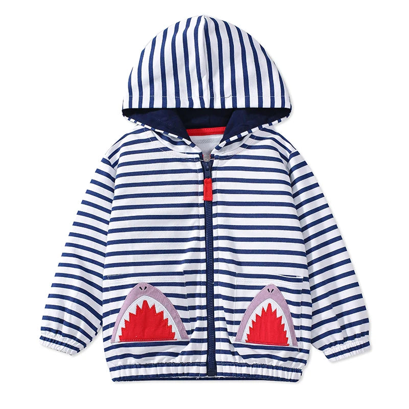 Cartoon Shark Design Cotton Hoodies for Kids childrensterritory