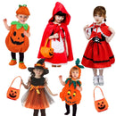 Kids Girls Fancy Cosplay Dresses for Halloween with Pumpkin Bag childrensterritory