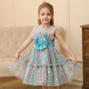 Kids Girls Star Sequin Colorful Bow Splicing Princess Dresses childrensterritory