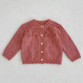 Solid Color Long Sleeve Infant Girls Knitted Cardigans childrensterritory