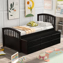 A Twin-Sized Wooden Platform Bed with Six Drawers for Storage childrensterritory
