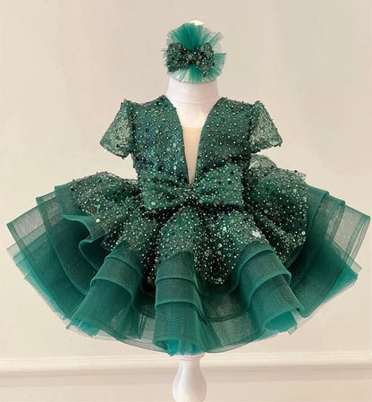 Shining V-Neck Baby/Kids Girls Communion Dresses
