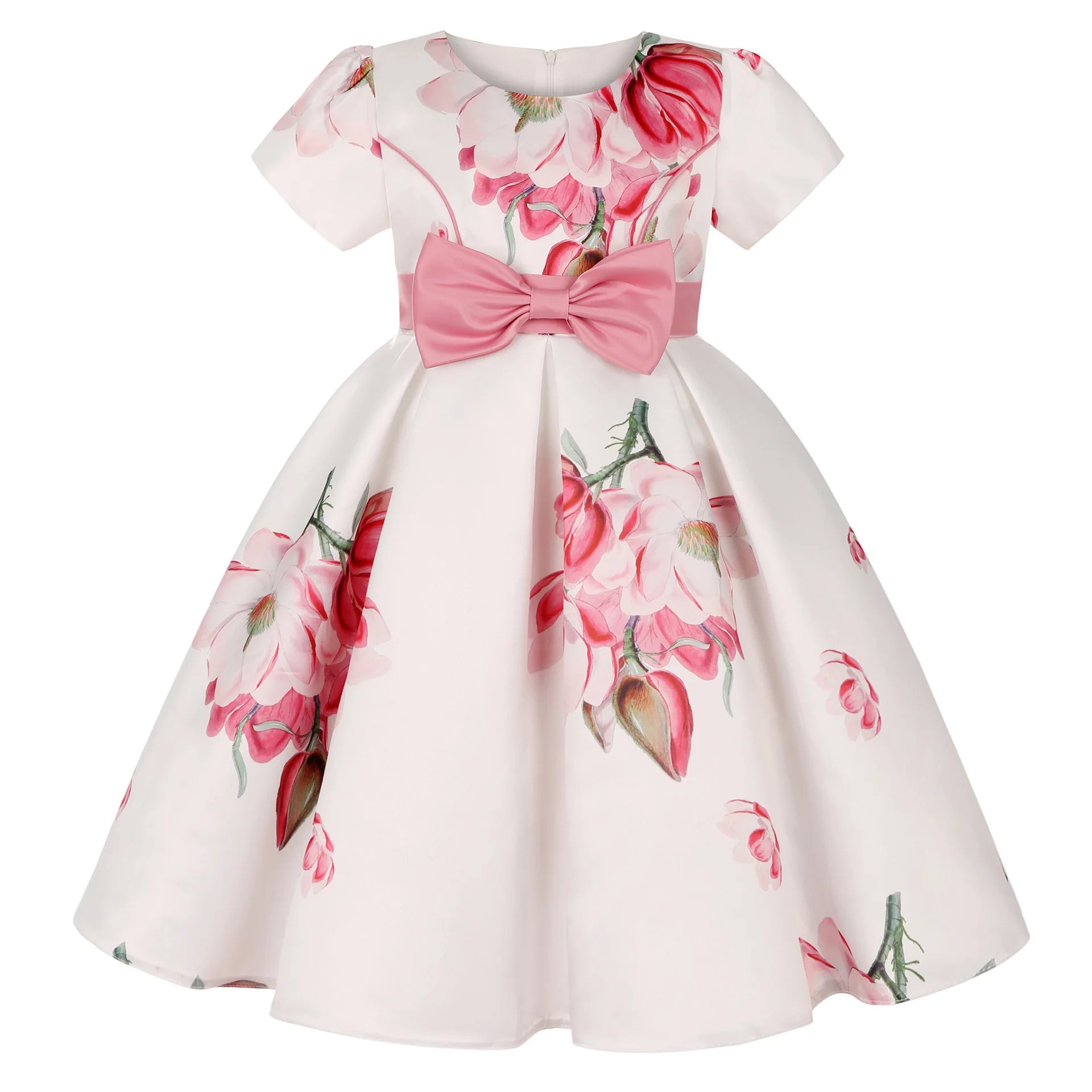 Flower Print Kids Girls Elegant Birthday Party Dresses childrensterritory