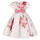 Flower Print Kids Girls Elegant Birthday Party Dresses childrensterritory