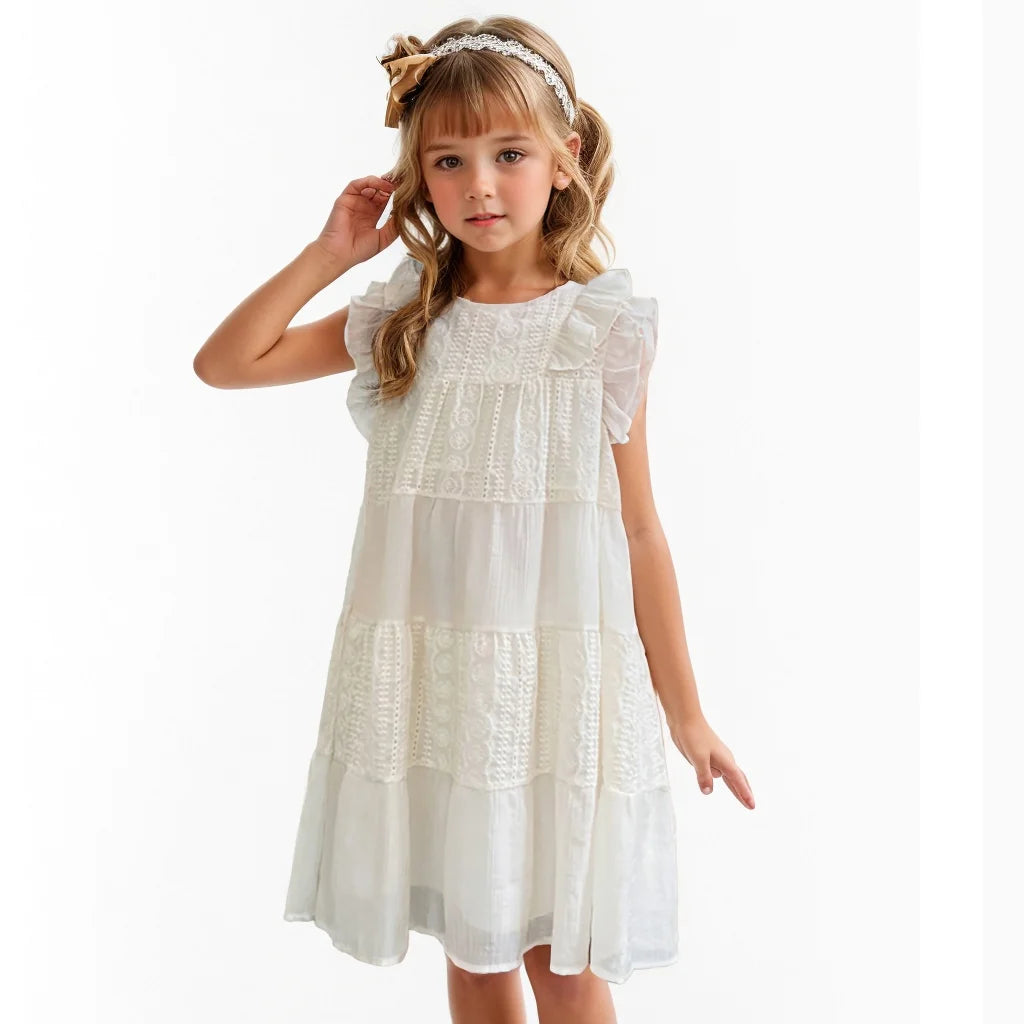 Young Girls Floral Embroidery Summer Party Dress childrensterritory