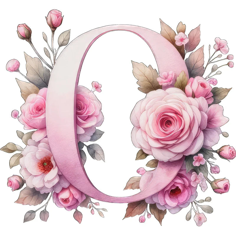Self-Adhesive Pink Flower Letter Art Wall Decals
