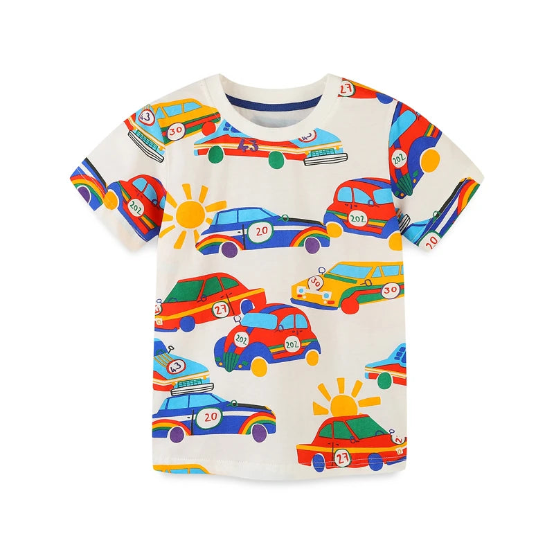 Racing Car Print Summer T-Shirts For Boys childrensterritory