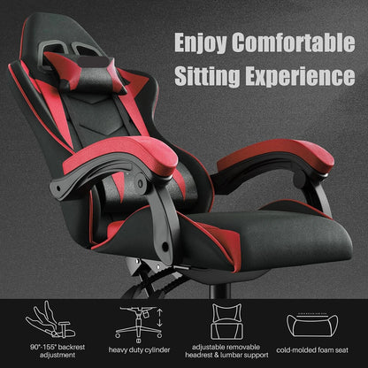 Adjustable Gamer Chairs with Lumbar Cushion + Headrest childrensterritory