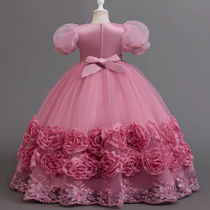 Flower Appliqués and Sequin Design Girls Long Party Dresses childrensterritory