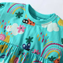 Kids Girls Cartoon Rainbow Design Cotton Clothing Sets childrensterritory