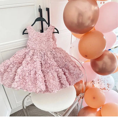 Lace Flower Design Little Girls Wedding Birthday Party Outfits