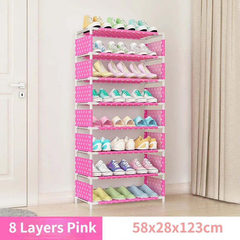 4/6/8-layer Shoe Organizer Stackable Canvas Rack for Home childrensterritory