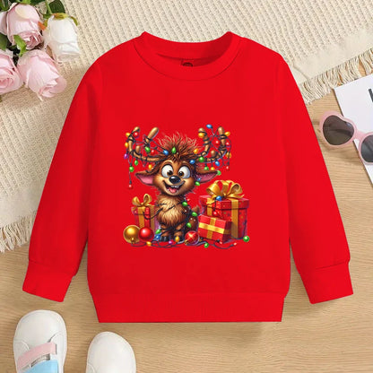 Boys &amp; Girls Elk Deer Print Christmas Sweatshirts childrensterritory
