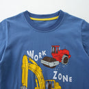 Kids Boys Cartoon Excavator Print Summer T-shirts childrensterritory