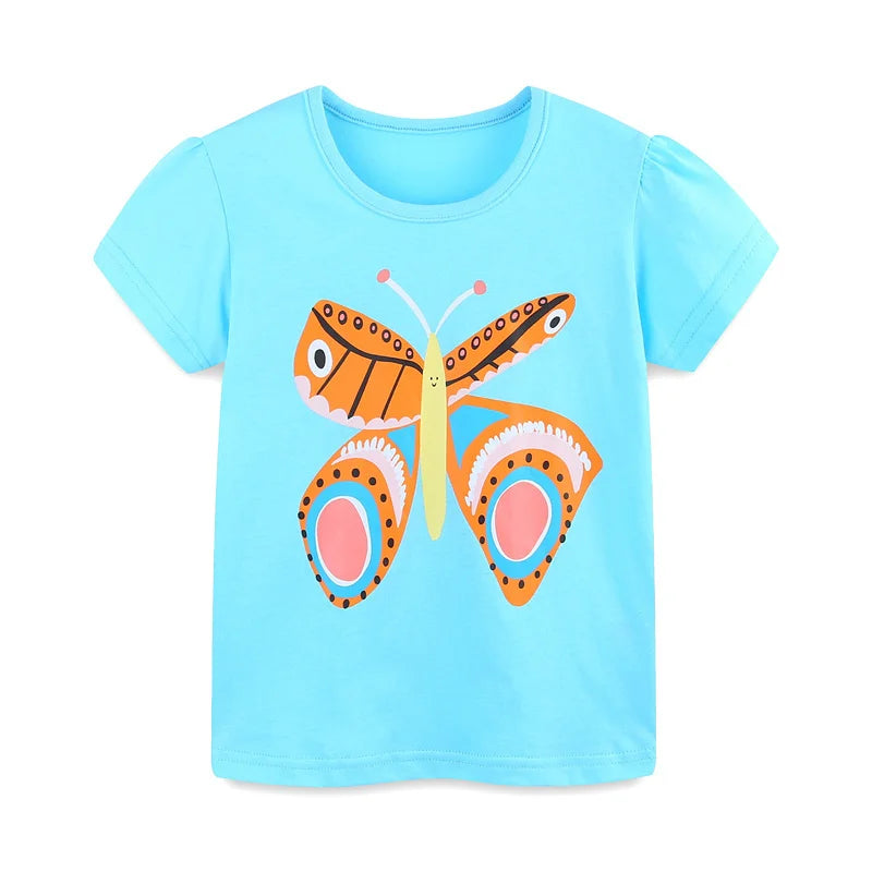 Girls Cartoon Print Casual Summer T-Shirts
